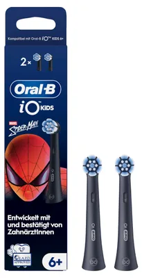 Produktbild von Oral-B iO Kids 6+ Marvel Spiderman Aufsteckbürsten Original für elektrische Zahnbürste Schwarz 2er