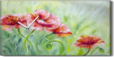Produktbild von Küche Wohnzimmer Wand Leinwand Uhr 60x30 Gemälde Blumen Pflanzen Kunst - weiße Hände