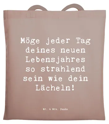 Produktbild von Mr. & Mrs. Panda Jutebeutel Spruch 80. Geburtstag Freude - Braun Pastell - Geschenk, Shopping Tasche, Happy Birthday, Jubiläum 80 Jahre, Einkaufstasche, zum, Stoffbeutel