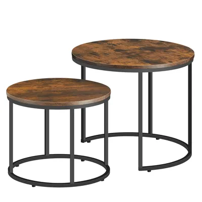 Produktbild von Runder Couchtisch 2tlg. - rustikal / schwarze Beine