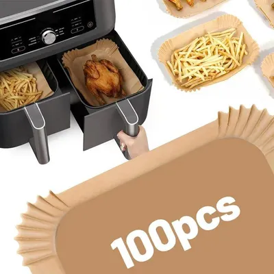 Produktbild von 100 Stück Backpapier, Einweg, Antihaft, Hitzebeständig, Ölbeständig, Lebensmittelecht, Universal für Ofen & Frittieren, 22x14cm