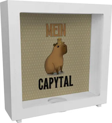 Produktbild von Mein Capytal Rahmen Spardose aus Holz mit witzigem Capybara