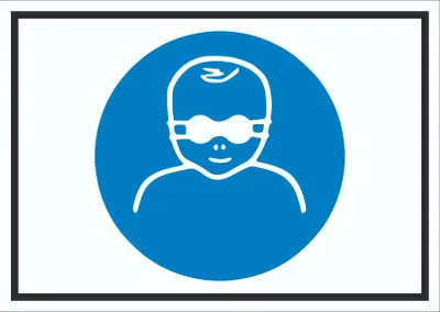 Produktbild von Kleinkinder mit weitgehend lichtundurchlässige Augenschutz schützen Symbol Schild A3 Rückseite selbstklebend