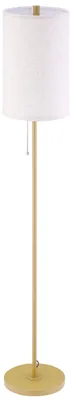 Produktbild von Stehleuchte aus Stahl mit Stoffschirm - Gold-Weiß | Farbe: Gold-Weiß | Abmessungen: 25,5 x 25,5 x 157 cm