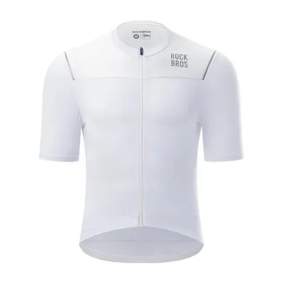 Produktbild von ROCKBROS Radtrikot Fahrradtrikot Herren Kurzarm mit Doppelgewebe und 3 Rückentaschen für Rennrad und MTB Weiß EU Größe XL