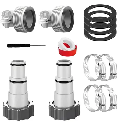 Zdjęcie produktu dla Zestaw 4 adapterów do węża basenowego, pasujących do basenów Intex, średnica wewnętrzna: 32/38 mm