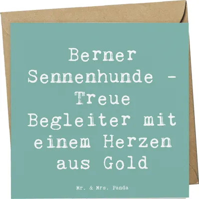 Produktbild von Mr. & Mrs. Panda Glückwunschkarte Spruch Berner Sennenhund Herz - Meeresbrise - Geschenk, hundefreundlich, intelligente Hunderasse, Hunderassen, faltkarte, Klappkarte