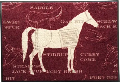 Produktbild von Waschbare Fußmatte - Cavallo - Pferd weinrot 50x75 cm Fußabstreifer Wash+Dry