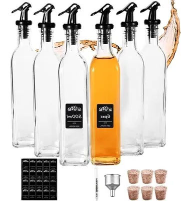 Image de Lot de 6 bouteilles pour huile et vinaigre, en verre de 500 ml