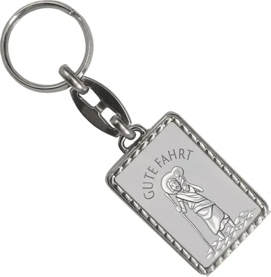 Produktbild von Heiliger Christophorus - Gute Fahrt silber Schlüsselanhänger mit Bordüre