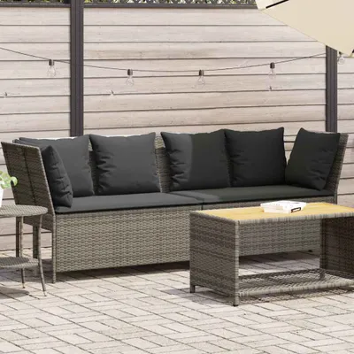 Produktbild von ZMH Gartensofa mit Kissen Grau Poly Rattan