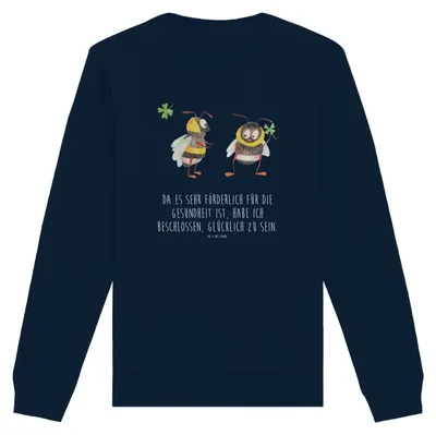 Produktbild von Mr. & Mrs. Panda Bio Baumwoll Pullover Hummeln Kleeblatt Größe M - French Navy - Geschenk, glücklich sein, Hummel, Sweater, Spruch Fröhlich, Lustige Sprüche, Sweatshirt