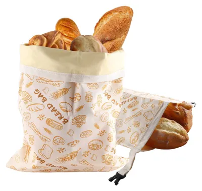 Image de Lot de 2 sacs en tissu d'abeille pour le pain - Sacs en lin réutilisables pour la conservation du pain