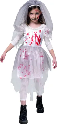 Produktbild von Kleid Horror Braut mit Blut Halloween, Groesse:140