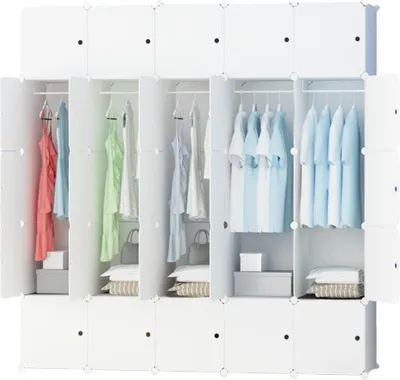 Produktbild von Rebiko Großer modularer Kleiderschrank geräumiger weißer Schrank mit 25 Modulen XXL