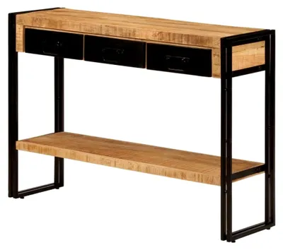 Produktbild von Konsolentisch Beistelltisch Flurtisch Schreibtisch Ablagetisch Holztisch mit Schubladen 110x30x76cm aus Massivholz Mango