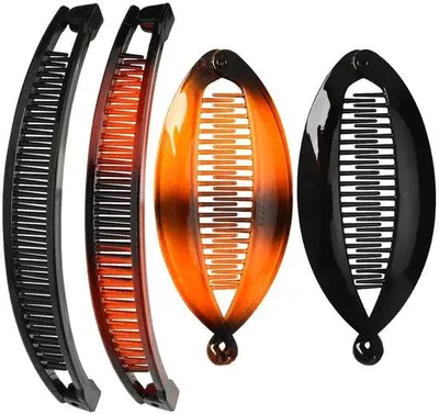 Produktbild von 4 Stück Bananenklips für dichtes Haar, Haarklam für Frauen, Retro Haaraccessoire, Bananen Haarclip, Haarclips für Mädchen