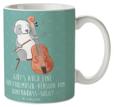 Produktbild von Mr. & Mrs. Panda Tasse Kontrabass Solo - Meeresbrise - Geschenk, Kaffeebecher, bedruckt, Musiker, haferl, Instrument, Jazzbands, Humor, Kaffeetasse, Streichinstrument