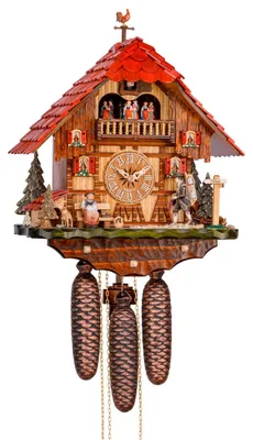 Produktbild von Cuco Clock Kuckucksuhr Schwarzwalduhr "Wanderlust" 20 x 34 x 42cm Wanduhr aus Holz, 8 - Tage Werk, automatische Nachtabschaltung