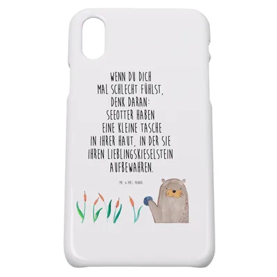 Produktbild von Mr. & Mrs. Panda Iphone 10 Handyhülle Otter Stein - Weiß - Geschenk, Fun Facts, X, Witzige Fakten, Pflanzen, Cover, Hülle, Handy, Seeotter