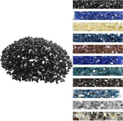 Produktbild von VEVOR Feuerglas, 9 kg hochtemperaturbeständige Glassteine, 12,7 mm reflektierende Feuerstellen-Glasperlen, Feuerstelle Glasfelsen, Kaminglas, Feuerkristall, Feuerperlen, für Kamin, Schwarz