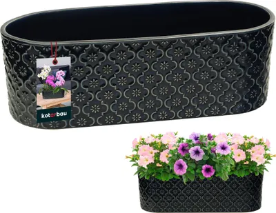 Immagine prodotto di KOTARBAU® Vaso da fiori allungato all'interno Vetroceramica smaltata 13 x 37 cm H 12 cm Vaso ovale per erbe aromatiche blu cobalto Fioriera da davanzale per interni Fioriera ovale per erbe aromatiche per interni