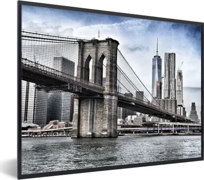 Produktbild von MuchoWow® MuchoWow® Gerahmtes Poster New York - Architektur - Wasser 40x30 cm - Poster mit zchwarzem Bilderrahmen - Kunstposter - Wanddekorationen