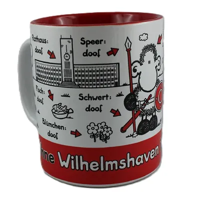Produktbild von Sheepworld - 61212 - Kaffeebecher, Ohne Wilhelmshaven ist Alles doof, Steingut, Höhe: 9,5cm, Durchmesser: 8cm, spülmaschinengeeignet