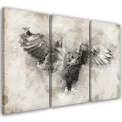 Produktbild von Triptychon auf leinwand tiere - grau 120x80 cm Feeby grau wandbild bereit zum aufhängen