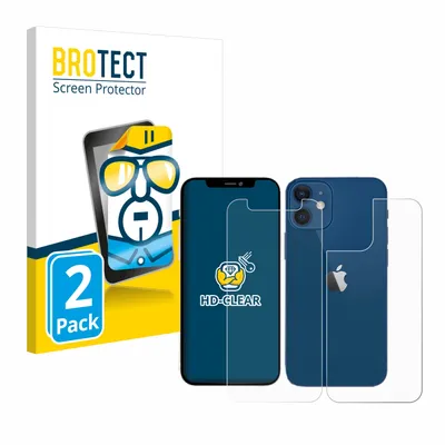 Produktbild von 2x Für Apple iPhone 12 mini (Display+Rückseite) Schutzfolie BROTECT Displayschutz Display Schutz Folie Klar Transparent