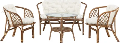 Image de Werasalon 1 canapé, 2 fauteuils, 1 table basseReproduction noyer.