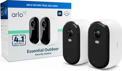 Produktbild von IP-Kamera Arlo Essential 2K Pack 2 drahtlose 1440p Nachtsicht- und Bewegungserkennungs-Kameras
