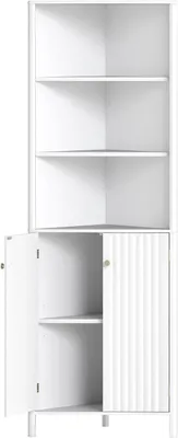 Produktbild von Badezimmerregal, Eckregal – Aufbewahrungsregal – Platzsparend – Verstellbare Einlegeböden – 42,5 x 42,5 x 172,5 cm – Weiß