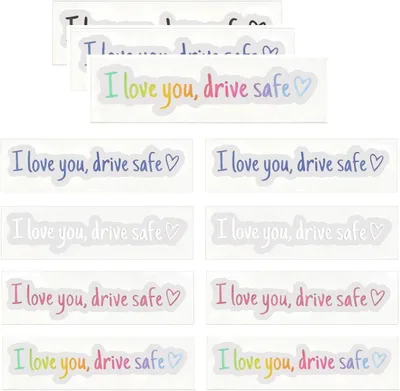Image de Autocollant "Je t'aime, conduis prudemment", 12,5 x 3,5 cm, lot de 20, pour voiture