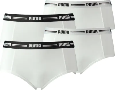 Produktbild von PUMA Damen Mini Shorts - Iconic, Soft Baumwolle Modal Stretch, 4er Pack Weiß XL
