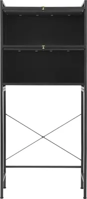 Image de Étagère pour machine à laver - Étagère de rangement - 3 niveaux - 2 armoires en PVC - Charge maximale 100 kg - Autoportante - 70 × 25 × 167 cm - Noir