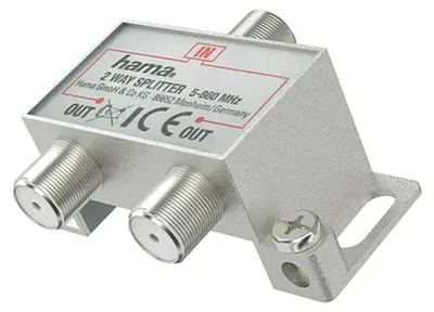 Produktbild von Hama 00205230, Kabelsplitter, 5 - 862 MHz, Silber, Metall, Weiblich/Weiblich, 20 dB