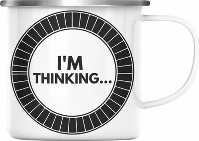 Produktbild von Trendation - Lustige Gamer Emaille Tasse Zocker Geschenk Gamer Gamergirl Geschenkidee Geburtstag I'm Thinkin (Silber)