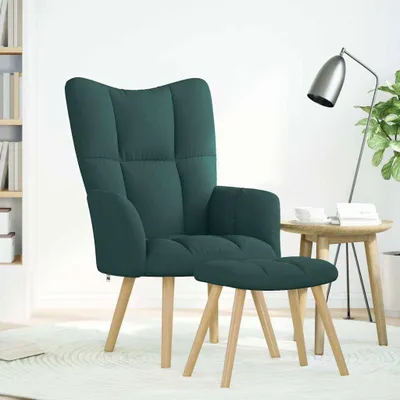 Obrázok produktu pre vidaXL Relax kreslo s taburetom Tmavo zelená látka