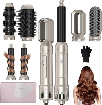 Produktbild von 6 in 1 Hairstyler Air Styler Warmluftbürste Föhnbürste Lockenstab Glättbürste Rundbürstenföhn Ionen Haarstyler Volumen Locken Glätten