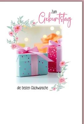 Produktbild von Geburtstag - Karte mit Umschlag - Geschenke, Blumenranke