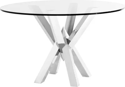 Produktbild von Casa Padrino Luxus Edelstahl Esstisch mit Glasplatte 125 x H. 77 cm - Esszimmermöbel