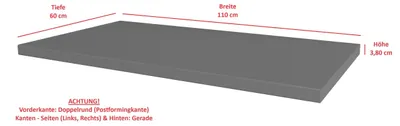Produktbild von Arbeitsplatte 110cm 38mm Anthrazit matt Küche Nessa Scandi Old Style Ava-AR Luna