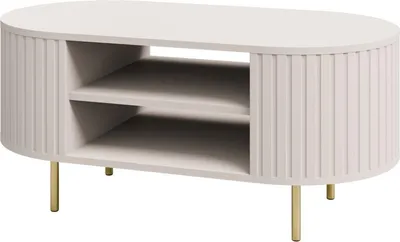 Produktbild von NYRA Couchtisch geriffelt beige 100x52x45 cm mit offenen Regalen