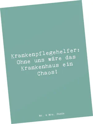 Produktbild von Mr. & Mrs. Panda Postkarte Spruch Krankenpflegehelfer Chaos - Meeresbrise - Geschenk, Würdigung, Berufsliebe, Alltagshelden, Ansichtskarten, Postkarten, Grußkarte, Beruf