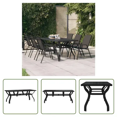 Produktbild von The Living Store Gartentisch Schwarz 180x80x70 cm Stahl und Glas