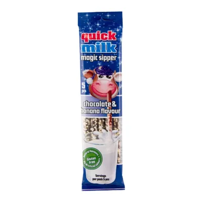 Produktbild von QUICK MILK - Chocolate & Banana - Trinkhalme mit Schoko- und Bananengeschmack - 30 g