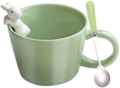 Produktbild von PolkaHome® Keramische Teetasse mit Überraschungselement – 360 ml, Grün, 8x9 cm