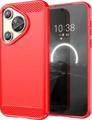 Produktbild von Hülle für Huawei Pura 70 Carbon-Faser Weich TPU Silikon Stoßfest Handyhülle Rot