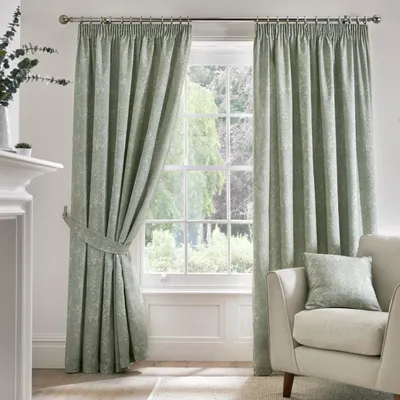 Obrázok produktu pre Dreams & Drapes, zelené záclony v štýle jakobinčeka, 117 x 137 cm, 2 kusy, 100% bavlna